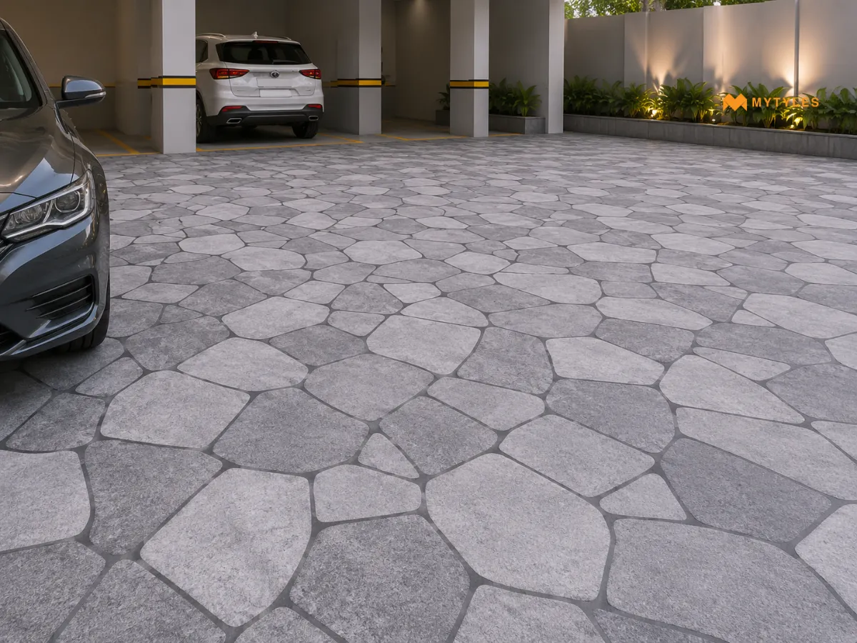 Vitrified Grey Digital Parking Tiles 